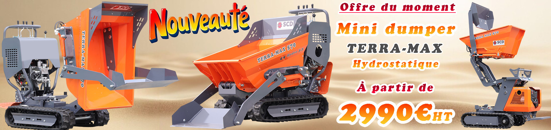 Slide mini dumper hydrostatique TERRA-MAX SCD équipements
