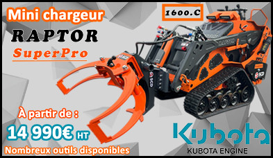 Mini chargeur RAPTOR SuperPro valet de ferme diesel Kubota mobile