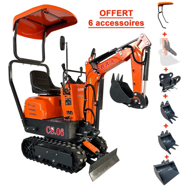 Mini pelle TERRA CS06.R SCD équipements